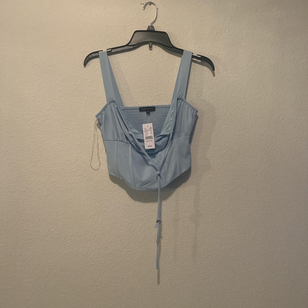 KENDALL&KYLIE BABY BLUE CORSET CROP TOP